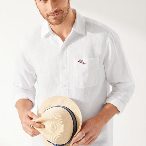 Tommy Bahama Americana Palms Linen Shirt - Picture 2 of 14